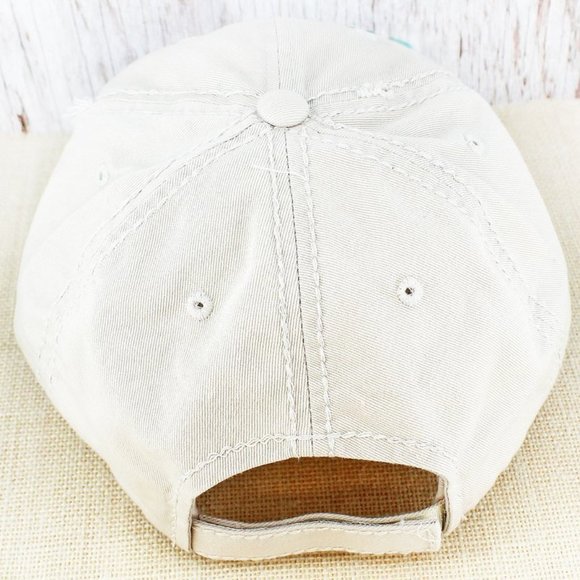 Ball Cap. "Southern Raised & Jesus Saved" Embroidered. Ecru/Multi. - Picture 3 of 3